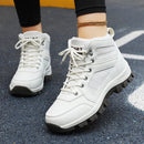 Women Sports Shoes White Casual Non Slip Running Shoes Outdoor Hiking Climbing Waterproof Breathable Lace Up Platform Sneakers