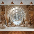 Winter Christmas Tree Photography Backdrop Snowman Giftbox Family Xmas Eve Party Decor Fireplace New Year Background Props