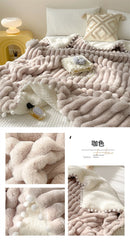 Tuscan Faux Rabbit Fur Warm Weighted Blankets for Bed Luxury Faux Lamb's Wool Double Blanket Soft Fluffy Warmth Double Blanket