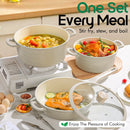 DONNOR 15pcs/6pcs Cookware Set Wave Style Granite Non-stick Frying Pan Soup Pot with Lid Composite Bottom Induction Cooker Safe
