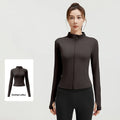 Outdoor Sports Jacket Running Fitness Long Sleeved Women Slim Yoga Clothes Quick Dry Zipper Cardigan Stand Up Collar Skinny Coat