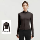 Outdoor Sports Jacket Running Fitness Long Sleeved Women Slim Yoga Clothes Quick Dry Zipper Cardigan Stand Up Collar Skinny Coat