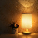USB Bedside Lamp Night Lights Table Lamp For Bedroom Wooden Desk Lamp Bedside Night Light with Cylinder Lamp Shade Home Decor