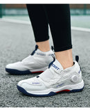 Lightweight Breathable Badminton Shoes Tennis Shoes for Men Women with Rotating Buckle Shock Absorption Non-Slip Sports Shoes