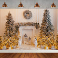 Winter Christmas Tree Photography Backdrop Snowman Giftbox Family Xmas Eve Party Decor Fireplace New Year Background Props