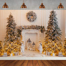 Winter Christmas Tree Photography Backdrop Snowman Giftbox Family Xmas Eve Party Decor Fireplace New Year Background Props
