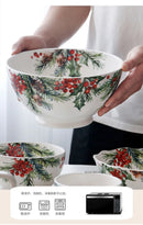 1PC Creative Kitchen Ceramic Plates Exquisite Christmas Tableware Steak Pasta Salad Plates High-quality Ceramic Dinner Plates
