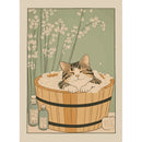Japanese Bathroom Art Poster Cute Animals in Bathtub Canvas Printed Decorative Painting, Used for Bathroom Decoration, Frameless