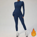 Winter Outfit Set Fleece Yoga Jumpsuits for Women Bodysuit Longsleeve Sport Overall Fitness One-Piece Suit Gym Workout Tracksuit