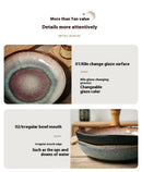9-inch Irregular Ceramic Dishes Vintage Pasta Dish Ceramic Dishes Household Salad Plate Kitchen Soup Plate Ceramic Dishes
