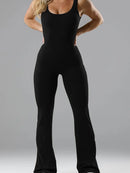 Women's Fitness Flared Bodysuit Sexy Backless Fitness Tight Waistband Hipless Yoga Bodysuit V Back Waistband Hip Lift