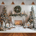 Winter Christmas Tree Photography Backdrop Snowman Giftbox Family Xmas Eve Party Decor Fireplace New Year Background Props