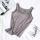 Women's Vest Tops with Bra U-Neck Vest with Padded Bra Slim Fit Tank Tops Sexy Shirts Feminino Casual Slimming Vest Tops