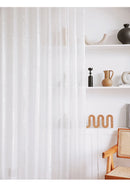 Pure White Shiny Silver Wire Stripe Tulle，Curtains for Living Room， Modern Simple Window Screen Bedroom Voile Blinds for windows