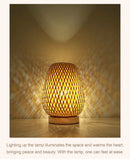 Simple Bamboo Woven Table Lamp Warm Bedroom Study Bedside Art Decorative Desktop Lighting