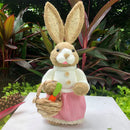 Easter Bunny on Swing Handmade Woven Grass Rabbit Creative Figurine Home Decor Hanging Ornament Forest Theme Gift Souvenir