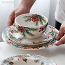 1PC Creative Kitchen Ceramic Plates Exquisite Christmas Tableware Steak Pasta Salad Plates High-quality Ceramic Dinner Plates