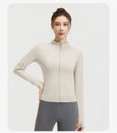 Outdoor Sports Jacket Running Fitness Long Sleeved Women Slim Yoga Clothes Quick Dry Zipper Cardigan Stand Up Collar Skinny Coat