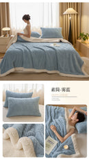 Thickened Warm Coral Fleece Blanket Soft Cozy Striped Pattern Throw Blankets for Sofa Bed Autumn Winter Plush Duvets Blankets