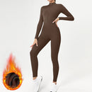 Winter Outfit Set Fleece Yoga Jumpsuits for Women Bodysuit Longsleeve Sport Overall Fitness One-Piece Suit Gym Workout Tracksuit