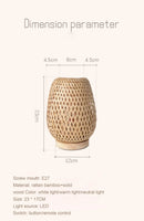 Simple Bamboo Woven Table Lamp Warm Bedroom Study Bedside Art Decorative Desktop Lighting