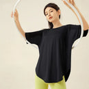 Yoga Clothes Women's Running and Fitness Clothes Hip Covering Long Sports T-shirt Loose Plus Size Short Sleeved Sports Top