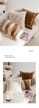 30x50/45x45CM Light Luxury Throw Pillow Cover Brown French Stamping Waist Cushion Cover Decor Home Decorative Pillowcase