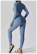 Women's Jumpsuits One-Piece Suit Zipper Long Sleeved Yoga Set Gym Push Up Workout Clothes Fitness Bodysuit Sportswear Tracksuit