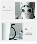600ml Cute Cat Ceramics Coffee Mug with Lid Large Capacity Animal Mugs Creative Drinkware Coffee Tea Cups Novelty Gifts Milk Cup