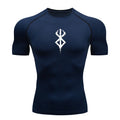 Camiseta Masculina de Compressão Estampada – Manga Curta, Secagem Rápida, Performance Atlética e Proteção Rash Guard para Treinos