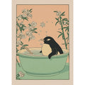 Japanese Bathroom Art Poster Cute Animals in Bathtub Canvas Printed Decorative Painting, Used for Bathroom Decoration, Frameless