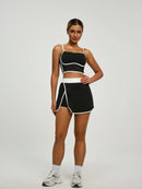 Women's Athletic Set: Padded Crop Top (Built - in Bra) & Skort with Hidden Side Pockets, Moisture - Wicking Fabric for Tennis, G