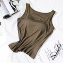 Women's Vest Tops with Bra U-Neck Vest with Padded Bra Slim Fit Tank Tops Sexy Shirts Feminino Casual Slimming Vest Tops