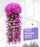 90/80CM Artificial Violet Hanging Flower Vines Plastic Fake Flowers Wall Decor Plants Garland for Wedding Home Garden Decoration