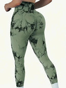 Legging Tie Dye Feminina – Cintura Alta, Efeito Levanta Bumbum, Compressão Abdominal e Design Seamless para Treinos