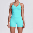 Yoga Shorts Sets Shockproof Sports Women Yoga Vest With Built In Bra Fitness Top Gym Beautiful Back Running Workout