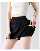 BIVIGAOS Summer Double Stripe Sport Tennis Short Skirts Women Fake Two Piece Stretch Running Fitness Golf A-line Yoga Mini Skirt