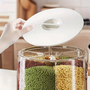6-Compartment 360° Rotating Airtight Food Storage Container - Moisture-Proof for Cereal, Candy, Rice - Kitchen Pantry Organizer