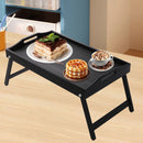Bamboo Breakfast Bed Tray with Folding Legs - Perfect for Sofa, TV, Laptop or Snack Use - Serving Breakfast in Bed (Black/White)
