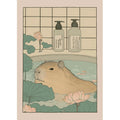 Japanese Bathroom Art Poster Cute Animals in Bathtub Canvas Printed Decorative Painting, Used for Bathroom Decoration, Frameless
