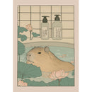 Japanese Bathroom Art Poster Cute Animals in Bathtub Canvas Printed Decorative Painting, Used for Bathroom Decoration, Frameless