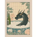 Japanese Bathroom Art Poster Cute Animals in Bathtub Canvas Printed Decorative Painting, Used for Bathroom Decoration, Frameless