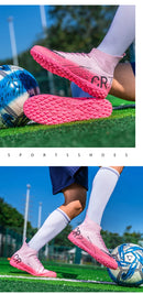 Pink Soccer Shoes Men Kids Professional Society Original Football Boots Outdoor Non-Slip Futsal Trainning Sneakers Size 33-46