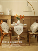 Coffee Table Decoration Perfect for Cafes Wedding Decor  Table Runner Luxury Embroidered Flower Soft Linen/Polyester Washable