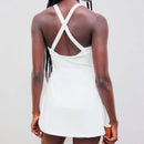 2025 Women Sports Yoga Tennis Dresses Sleeveless V-Neck Workout Dress Outdoor Running Tennis Skirts with Inner Short