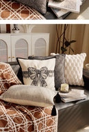 French Retro Waist Cushion Cover 45x45 Bow Embroidery Black and White Striped Throw Pillow Case Living Room Bed Sofa Home Decor