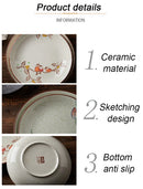 8inch Japanese Dessert Salad Dinner Plate Ceramics Pasta Cake Serving Dish Dipping Sauce Dishes Hand-painted Tableware