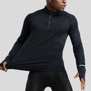Mens Sports T-Shirt Sportswear Long Sleeve Running Gym Compression Shirt Half-zip Pullover Top Stand-up Collar Men Workout Tee