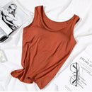 Women's Vest Tops with Bra U-Neck Vest with Padded Bra Slim Fit Tank Tops Sexy Shirts Feminino Casual Slimming Vest Tops