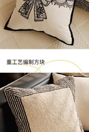French Retro Waist Cushion Cover 45x45 Bow Embroidery Black and White Striped Throw Pillow Case Living Room Bed Sofa Home Decor